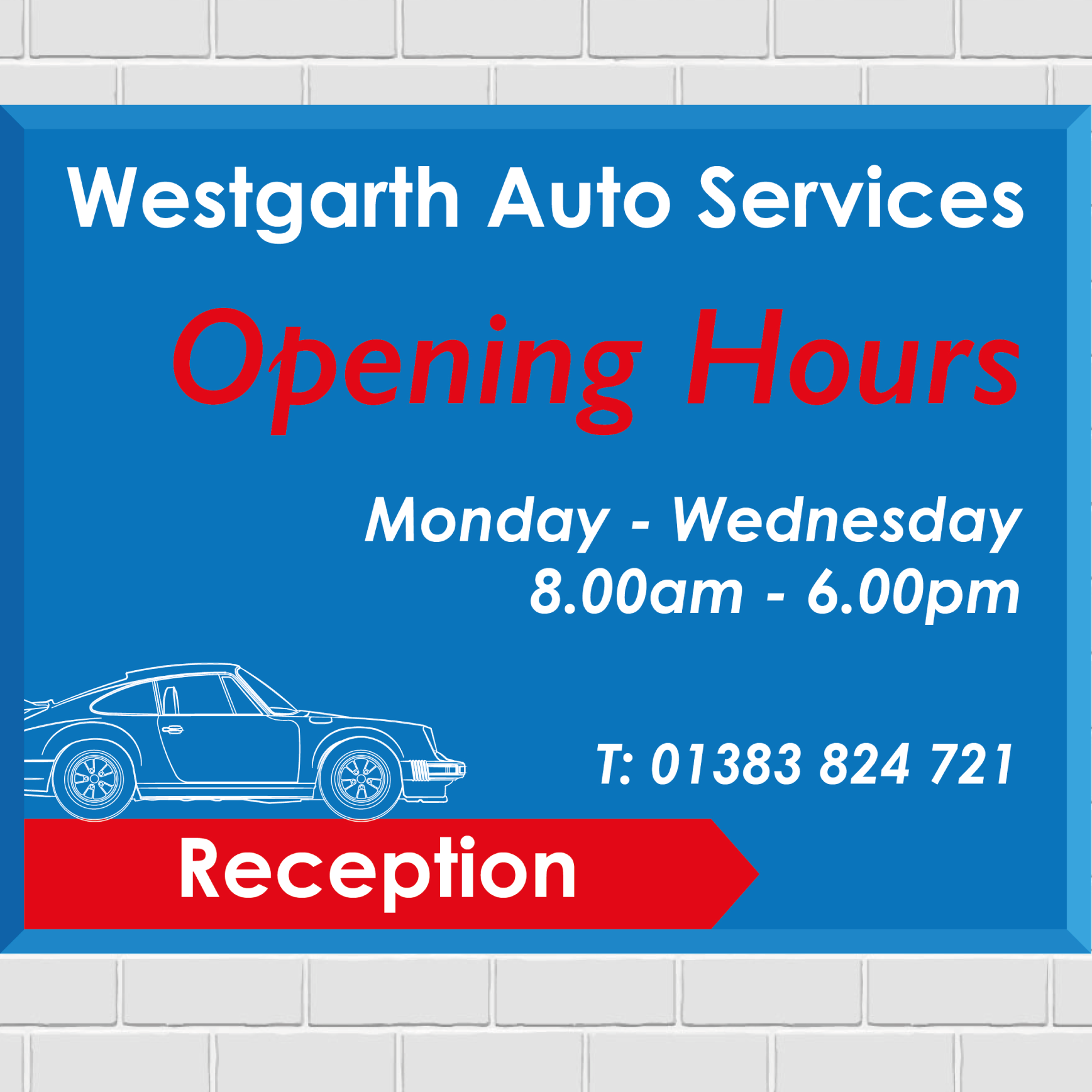 Signage Poster made by SCM Design Studio for Westgarth Auto Services. 2024.